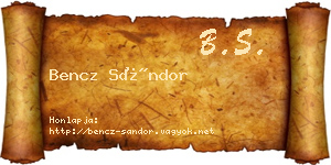Bencz Sándor névjegykártya